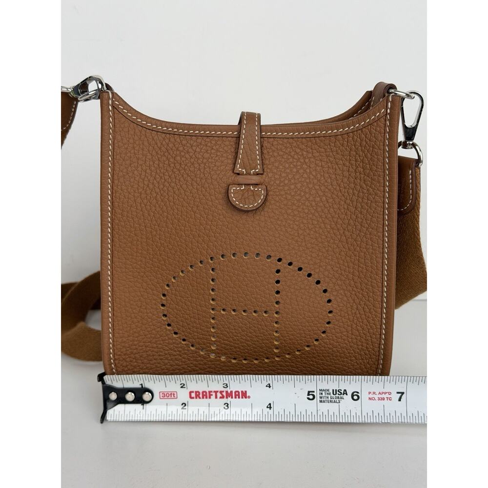 Hermes Evelyne TPM 16 Crossbody Bag in Gold Taurillon Clemence Leather 2024 D7 - Picture 13 of 13